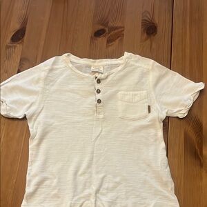 Zara White Short Sleeve Henley Tee